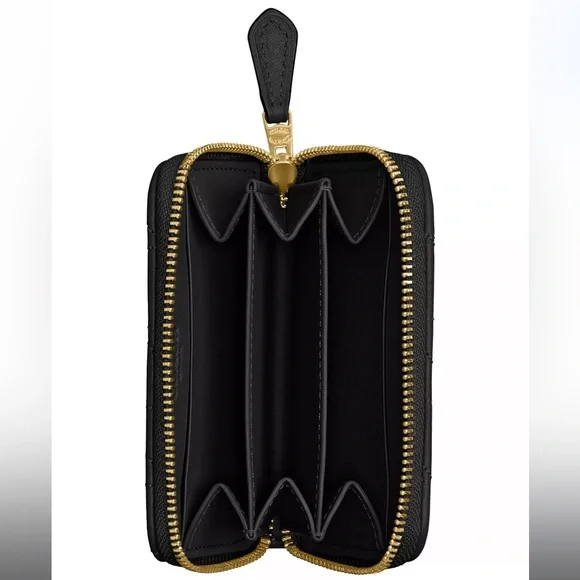 Coach Black Quilted Card Case with Gold Accents - Picture 2 of 10